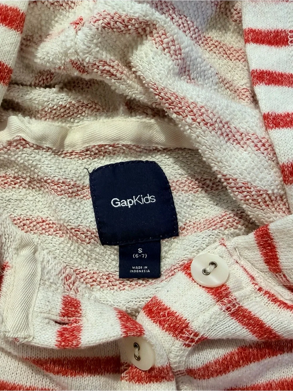 GAP Red & White Striped Hooded Pullover